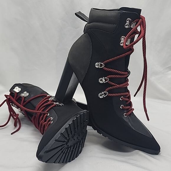 STEVE MADDEN KAREY ANKLE BOOTS BLACK SUEDE ZIP CLOSURE LACE-UPS 10 NWOB - Picture 13 of 16